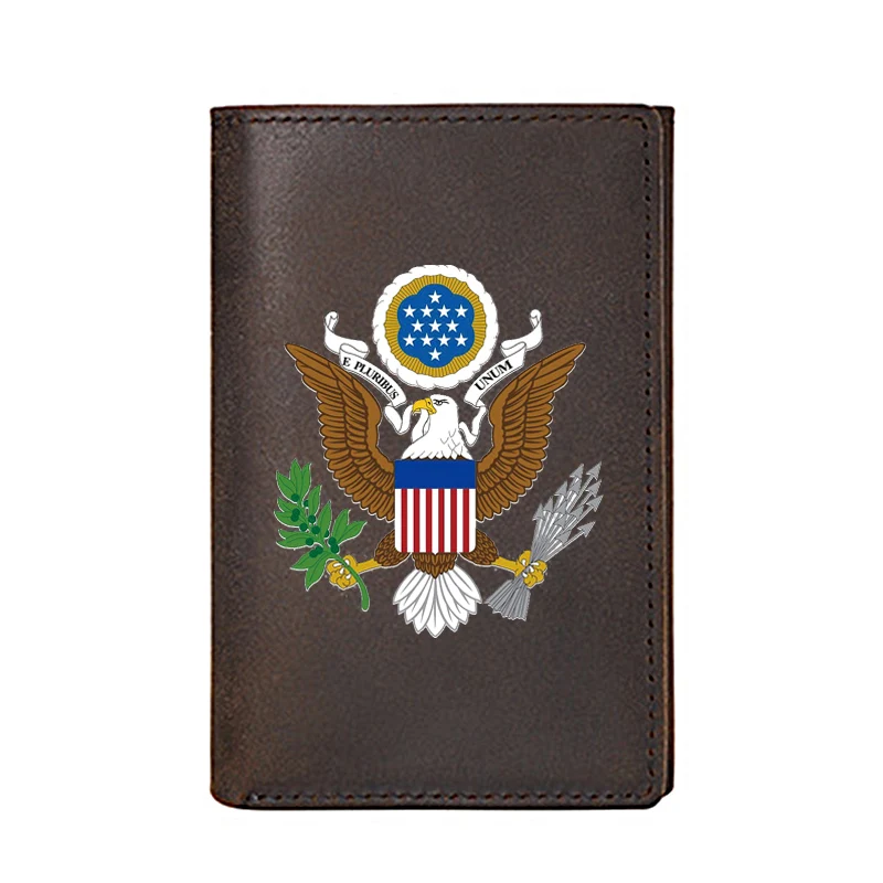 

Индивидуальный кошелек из натуральной кожи для мужчин, классические мужские кошельки с Большой печатью в США, Короткие сумочки для денег