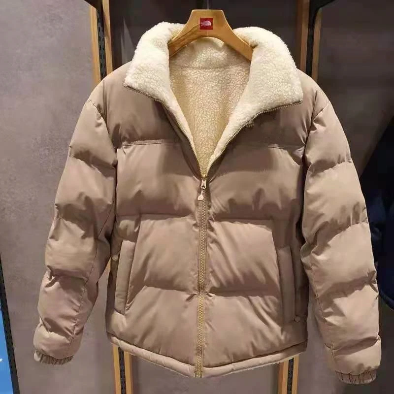 New Autumn and Winter Cotton Jacket for Men and Women, Double-sided Wear Loose Lamb Wool Warm Stand-up Collar Jacket