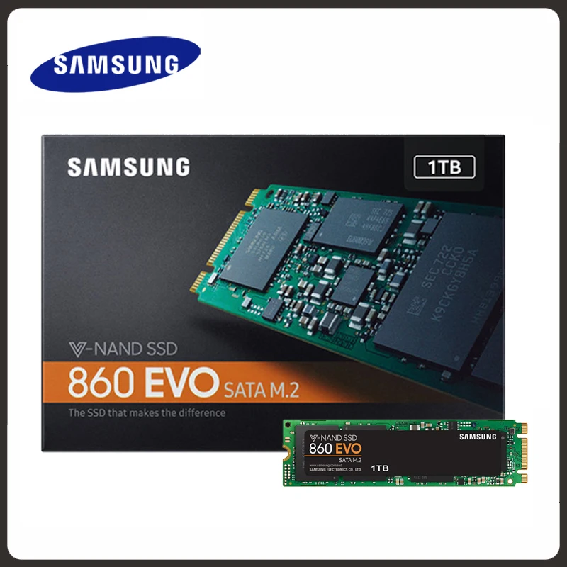 Внутренний жесткий диск SAMSUNG SSD 860 EVO M.2 2280 SATA 2 ТБ 1 500 Гб 250 ГБ для ноутбуков