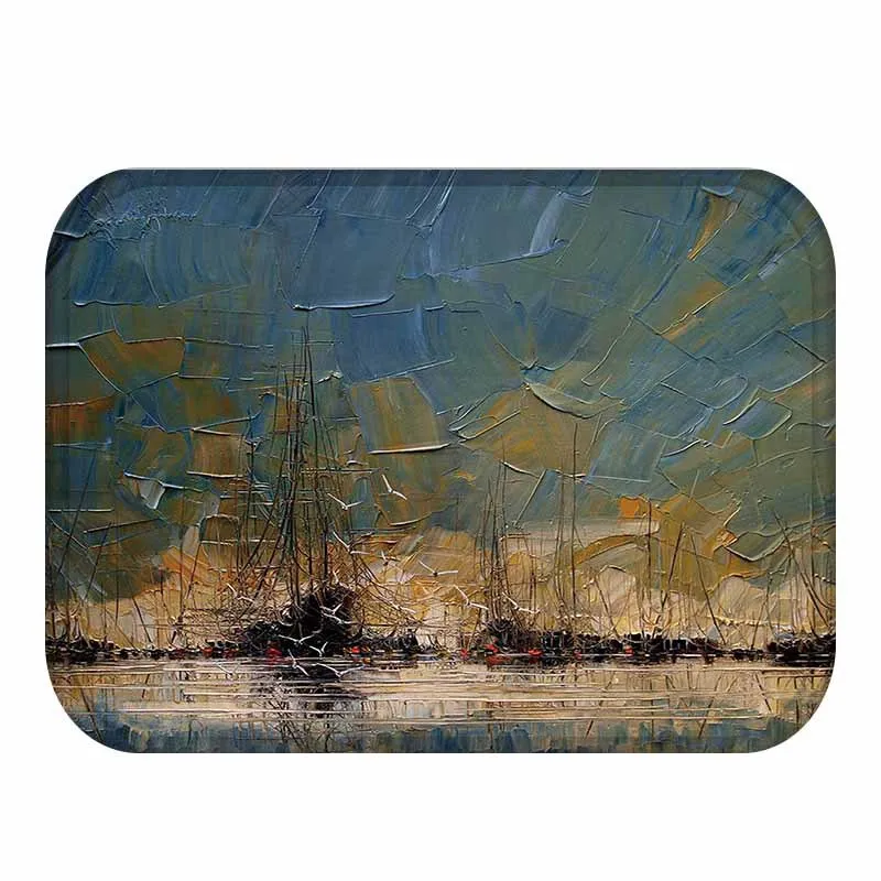 Картина маслом коврик вход здания парусник коврики для дома и улицы нескользящий