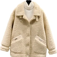 ladies jacket lamb plush fur one coat female 2021 new autumn and winter korean version short grain velvet coat woman jacket