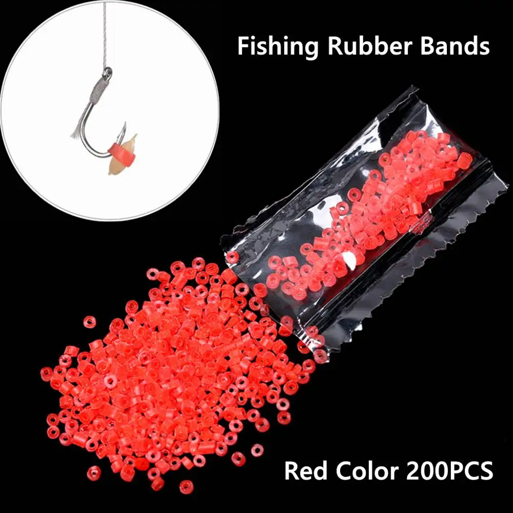 200Pcs 인공 고무 반지 붉은 물고기 태클 고무 밴드 피 벌레 미끼 Granulator 레드 곤충 클립 낚시 액세서리