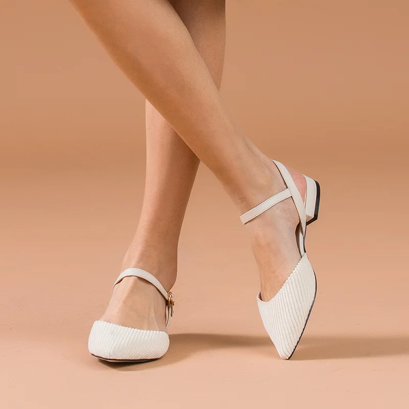 Женские вельветовые сандалии BeauToday из натуральной бычьей кожи на плоской подошве