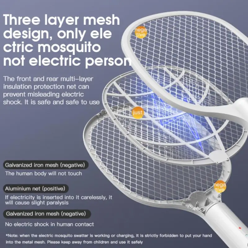 

1 Pc Mosquito Killer Light Electric Mosquito Swatter Two-in-One USB Lithium Battery Base Charging Fly Swatter Mosquito Swatter