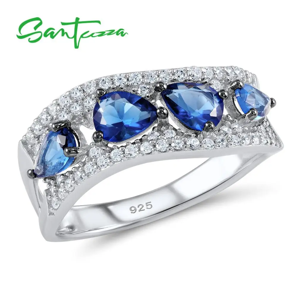 SANTUZZA Серебряное кольцо для Для женщин 925 пробы серебряные блестящие груша синий