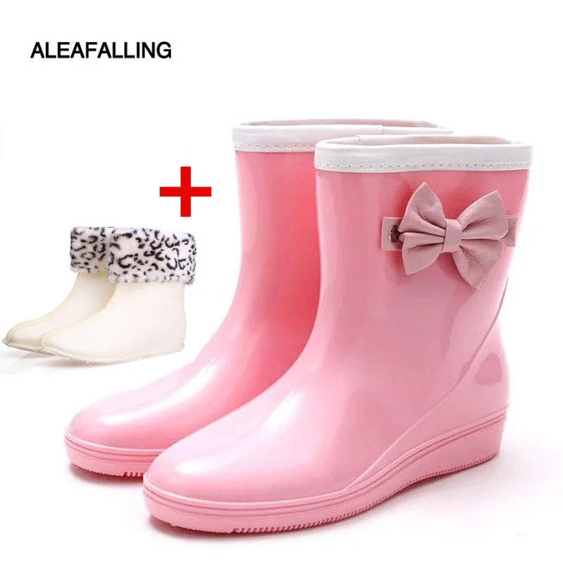 Aleafalling/Модная женская теплая обувь непромокаемые ботинки до середины голени на