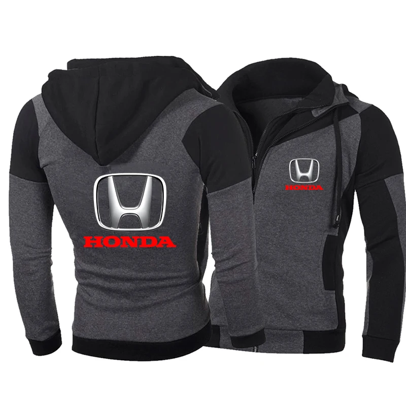 

Mens Honda Car Logo Print Hoodie Double Zipper Sweatshirt Sportswear Harajuku Pullover Casual Jackets Fashion Man Hoody