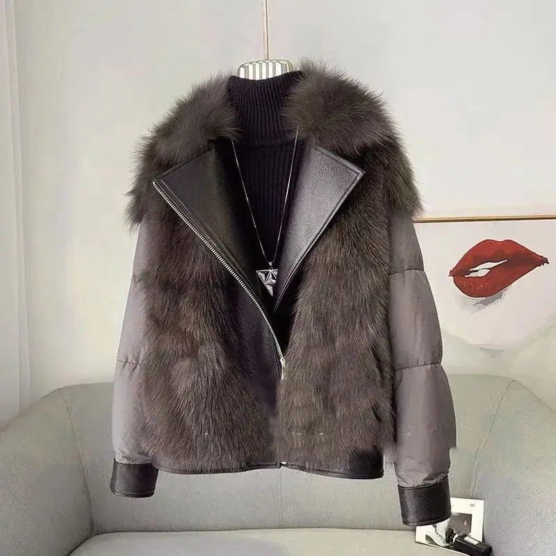 Winter Jacket Womennew Eco-friendly Faux Fur Fox Fur Warm Jacket Women Korean Version Loose Stitching Lapel Fur Jacket Women2022