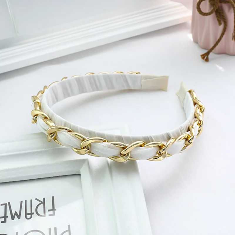 Обруч для волос Женский металлический тонкий в стиле панк голова из ткани |