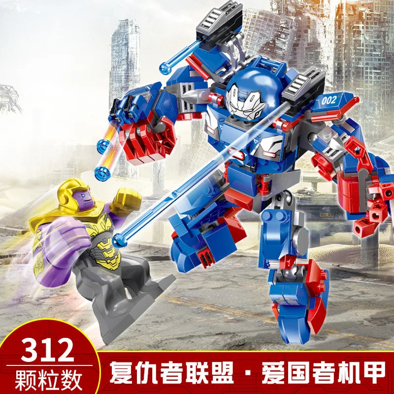 Совместимые строительные блоки Iron-man Hulk &amp thanos Mech DIY детские игрушки развивающие