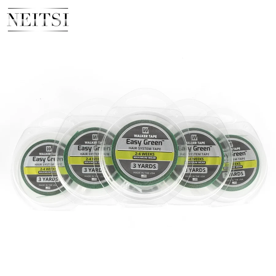 Neitsi, 1,9 см* 3 ярдов, лента для волос, Легкая Зеленая система для волос, американская лента, двухсторонняя клейкая лента для наращивания волос, 1 рулон, зеленый цвет