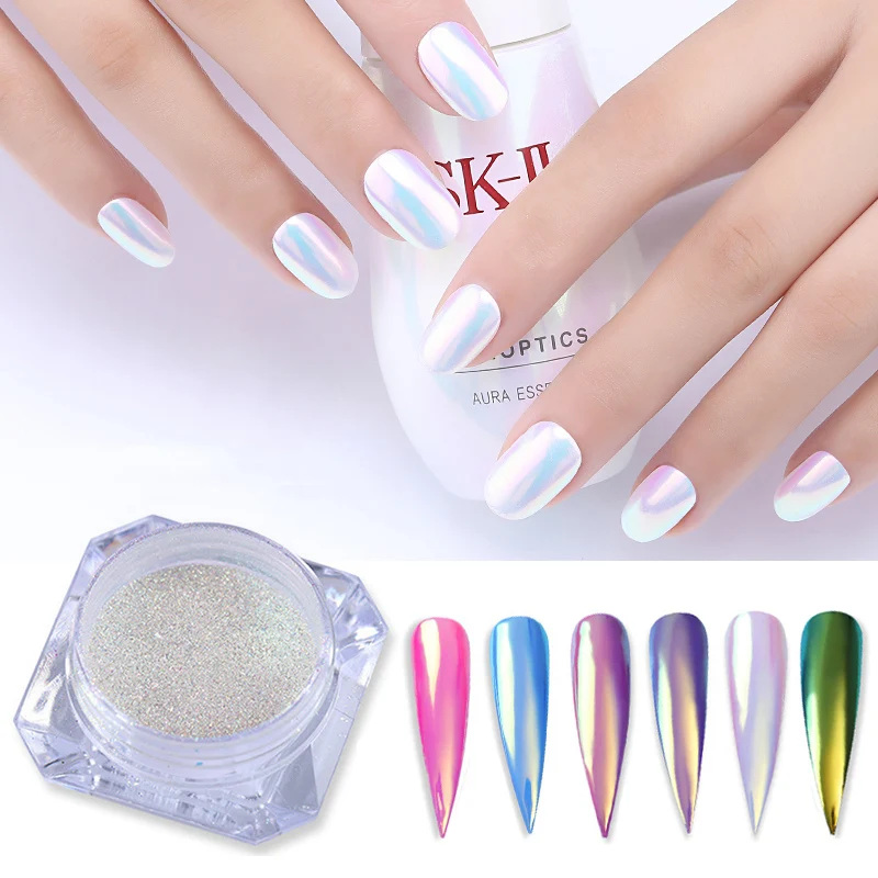 Nail Art неоновая пудра Радуга мелкодисперсный порошок Aurora зеркальный банджи