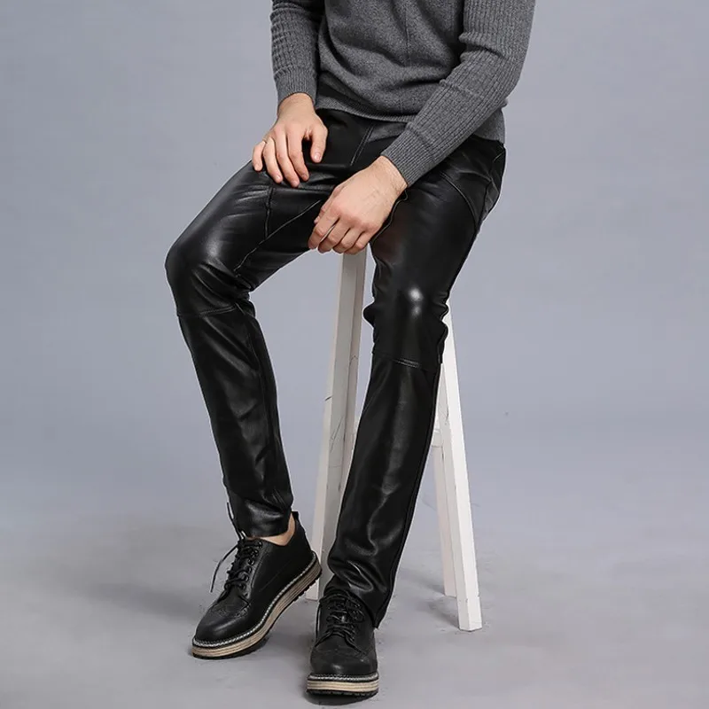 Мужские панталоны из натуральной кожи новинка 2020 Осенние уличные деловые