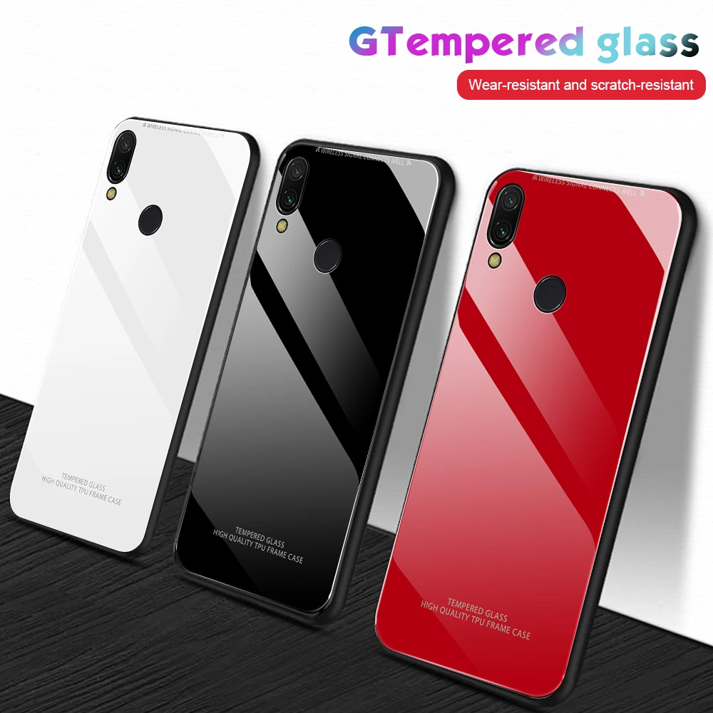 Чехол из закаленного стекла для Xiaomi Redmi 7 7A Note Pro K20 6 5 однотонный стеклянный чехол