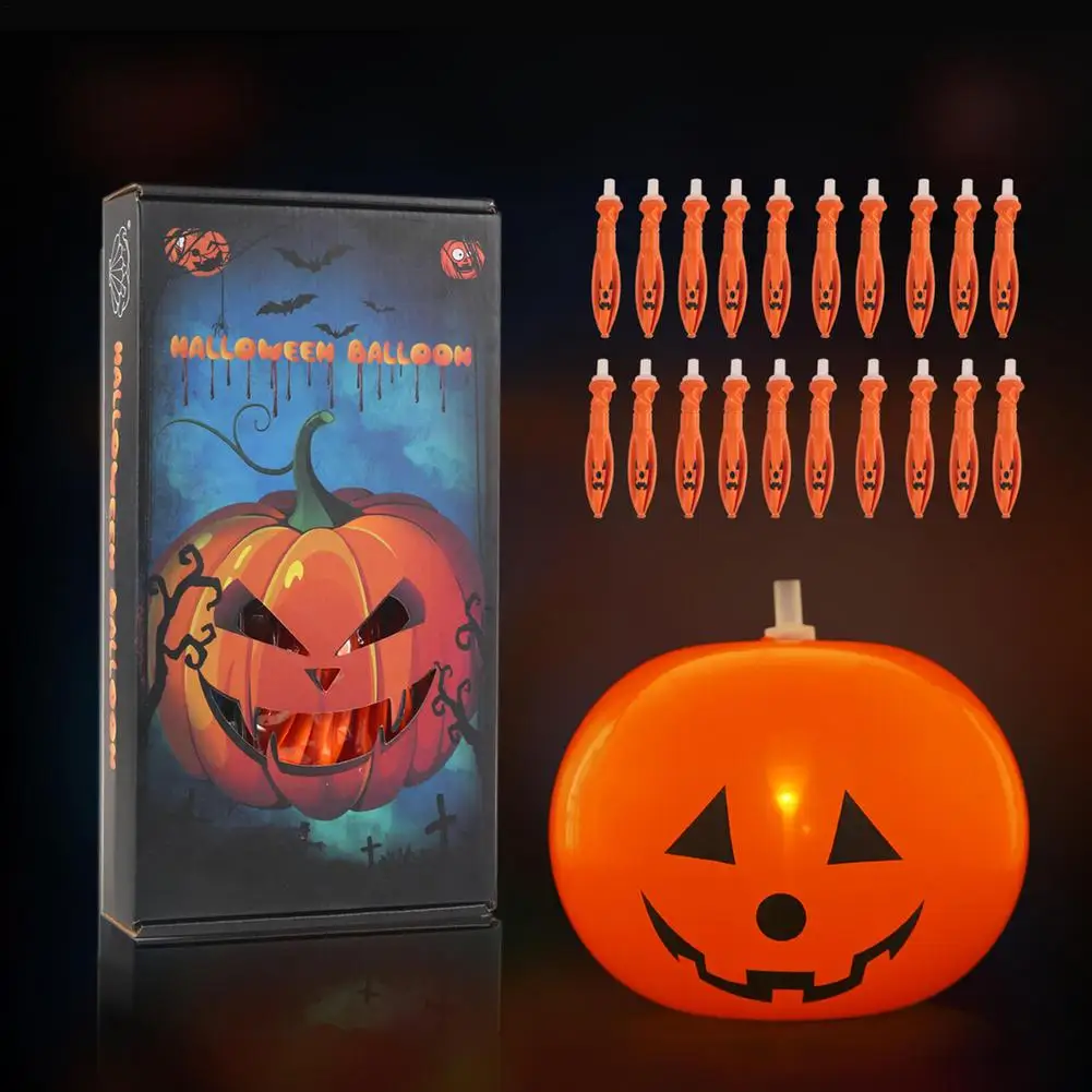 

20pcs Halloween Pumpkin Balloon With LED Light Halloween Lighted Balloon With Pump Halloween Party Decor Kid Gift Inflatable Toy