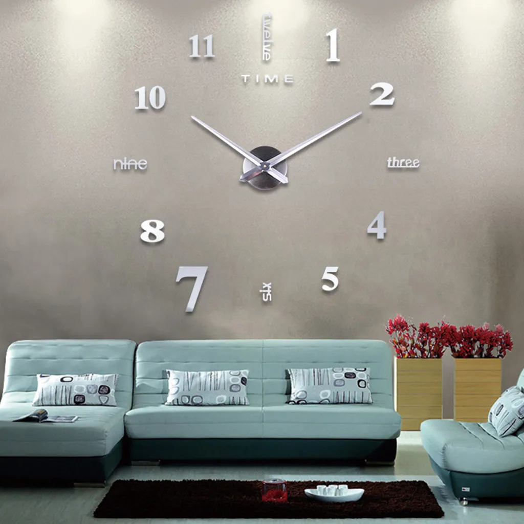 3D DIY Large Wall Clock Modern Design Sticker Silent Home Decor Living Room Mirror Nordic 2020 New #25 | Дом и сад
