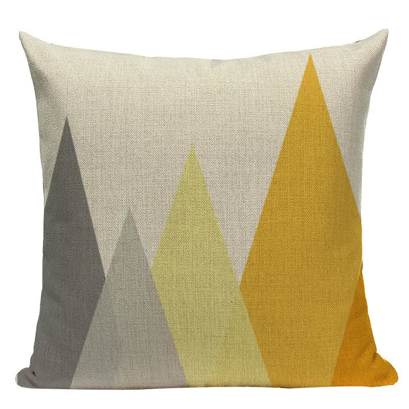 Yellow Geometric Cushion Cover Nordic Round Triangle Pillowcase Dee Heart Pillow | Дом и сад