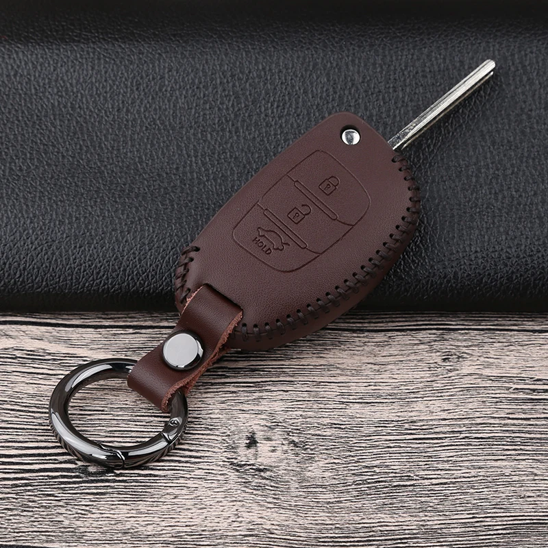 Кожаный чехол ключа дистанционного управления автомобилем для Hyundai Tucson Creta ix25 i10