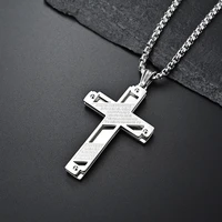 european and american style titanium steel double layer hollow out double color cross pendant minority couple necklace