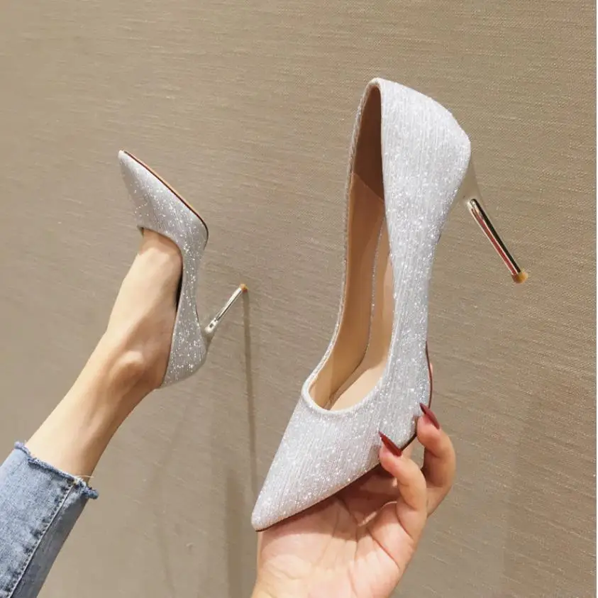 

2020 new women's high heels professional banquet wedding shoes handmade leather