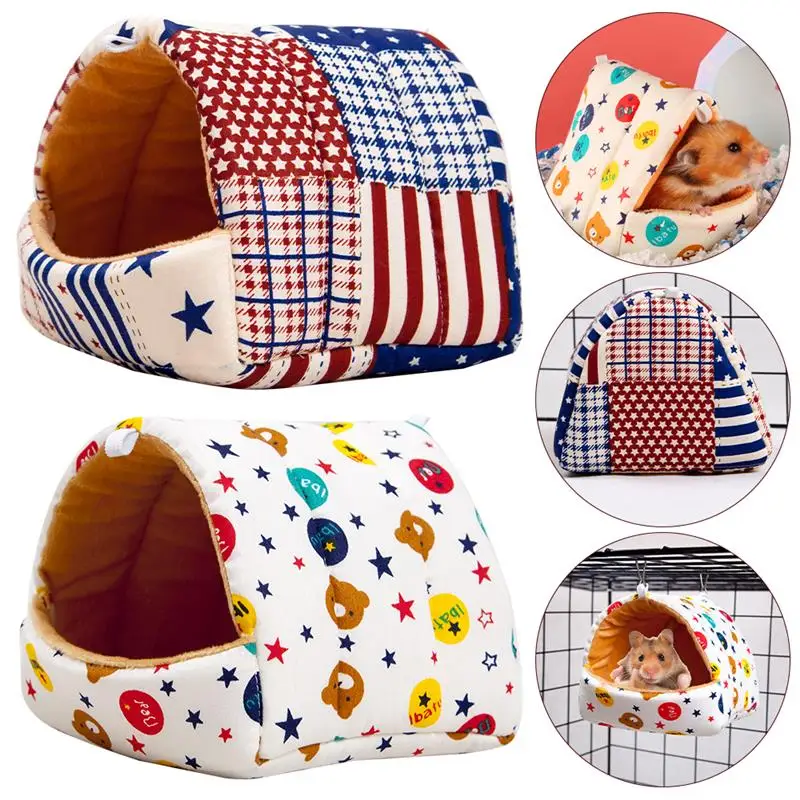 

Hamster House For Guinea Pig Squirrel Warm Mat Nest Small Animal Sleeping Bed Soft Winter Plush Hamster House Cave Pets Supplies