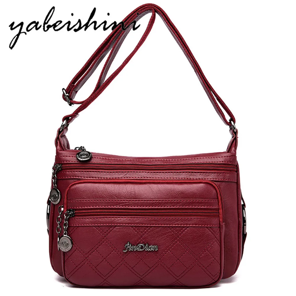 Three-layer zipper Women crossbody bags for women bag over shoulder High Quality Leather Messenger Bags sac a main tote Bolsas