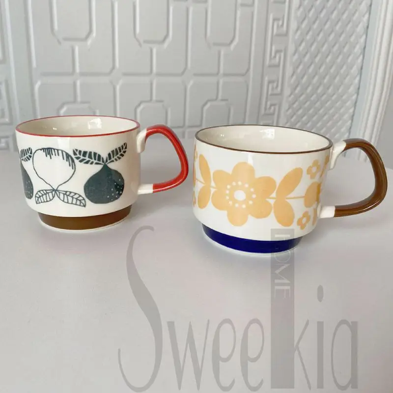 Japanese Style Vintage Ceramic Mug Handgrip Cup For Breakfast Milk Oatmeal Coffee Heat Resistant Office Home Drinkware Supplies | Дом и сад