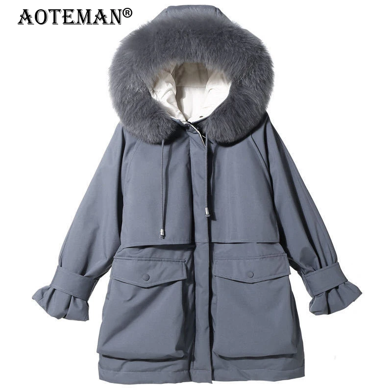 

Women Winter Coat Faux Fur Hooded Jackets Warm Parkas Thick Windbreaker Outwear Female Clothing Casual Thermal Long Jacket LL154