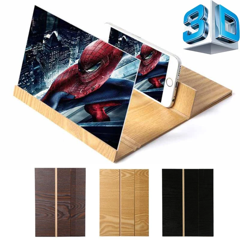 HD Мобильный телефон усилитель экрана 3D экран видео лупа 12 ''Дерево Портативный