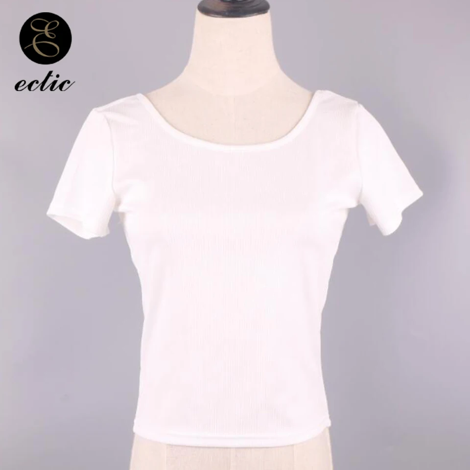 Без Спинки Открыть Спина Модный Дамы Футболка Женщина Облегающее Стройный