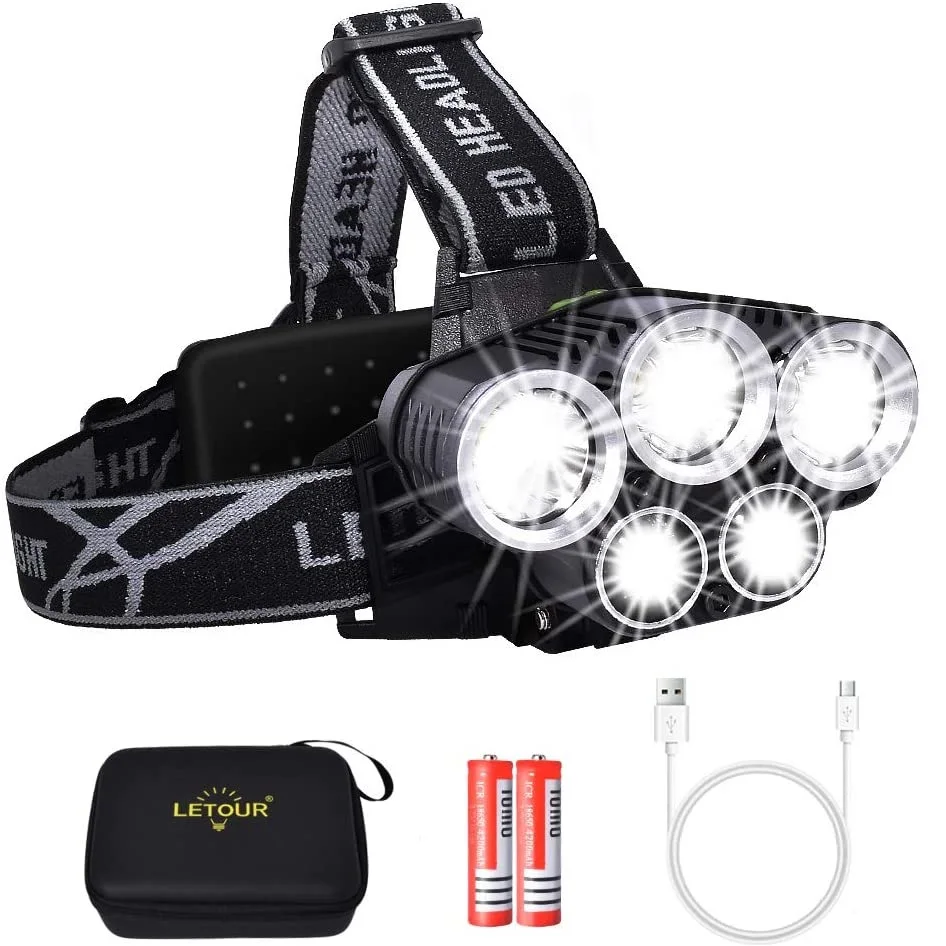 

LED Headlamp 18650 Battery USB Rechargeable Powerful Flashlight Camping lantern Waterproof Portable Outdoor lighting for Fishing