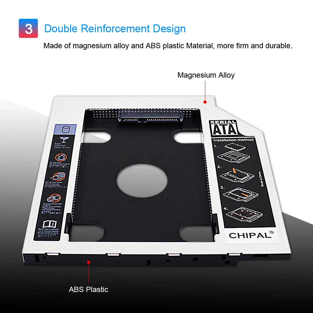 CHIPAL высокое качество Пластик SATA 3 0 2nd HDD Caddy 9 мм 5 для 2 &quotSSD чехол жесткий диск