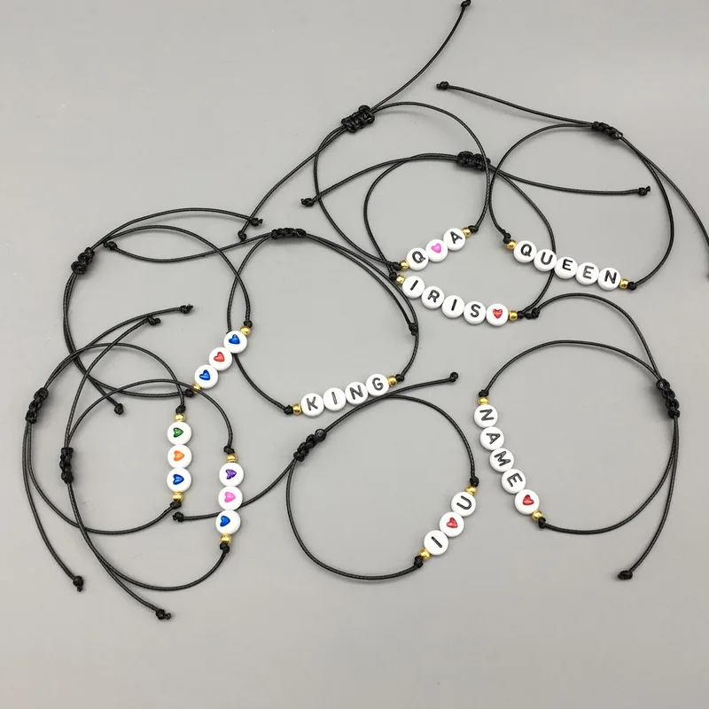 Изготовленный На Заказ пара бусина буква для него и нее браслет мужчин женщин