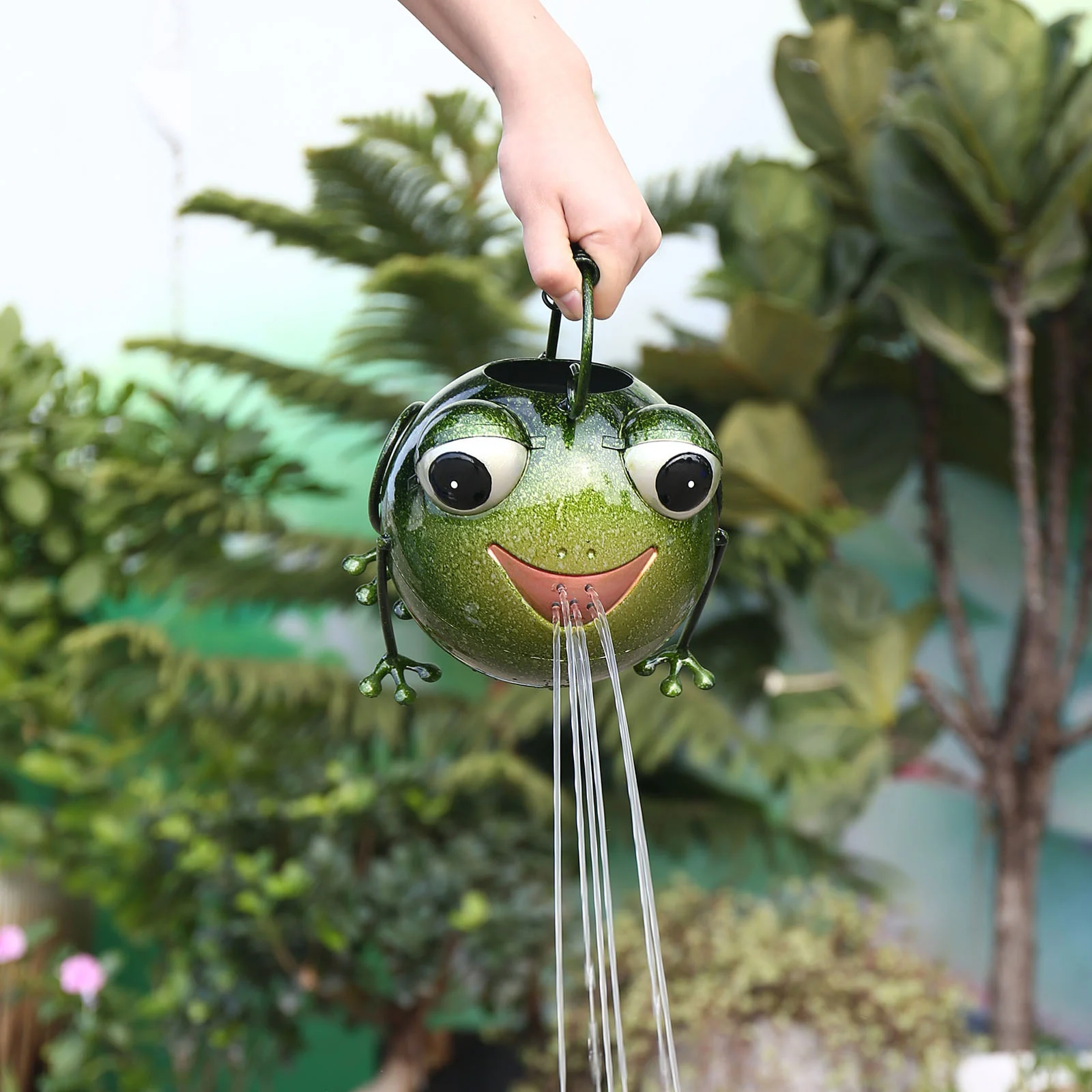 

Cartoon Frog Sculpture Artwork Watering Can Pot Gardening Sprinkle Kettle