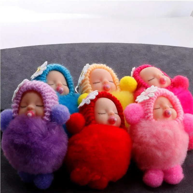 Брелок для ключей девочек с пушистым помпоном мультяшный соска плюшевой