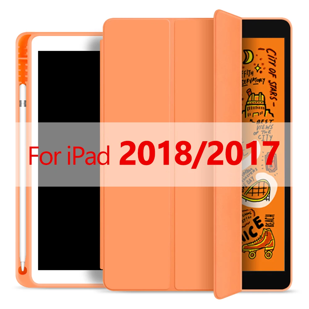 Для ipad чехол карандаш держатель Funda для ipad 6-го поколения для ipad Mini 5 ipad 10,2 / 9,7 чехол - Цвет: Orange 2018 9.7