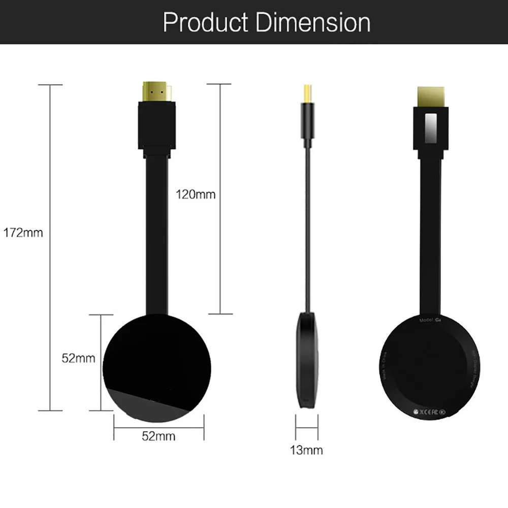 1080P беспроводной дисплей Wecast G4 для Android iOS YouTube Airplay поддержка 4G сотовых данных