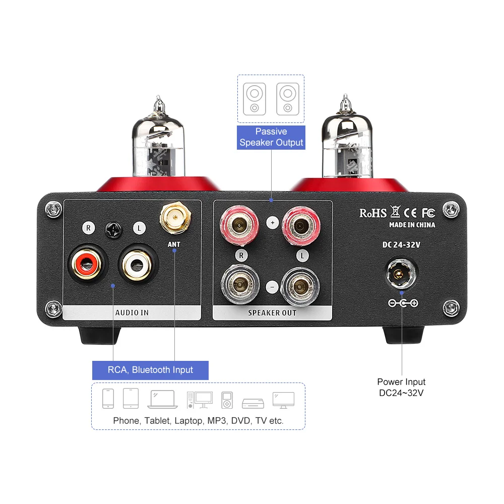 AIYIMA 6J1 ламповый усилитель TPA3221 Bluetooth 5 1 Hi Fi 100 Вт × 2 стерео цифровой QCC3031 APTX HD ВЧ бас