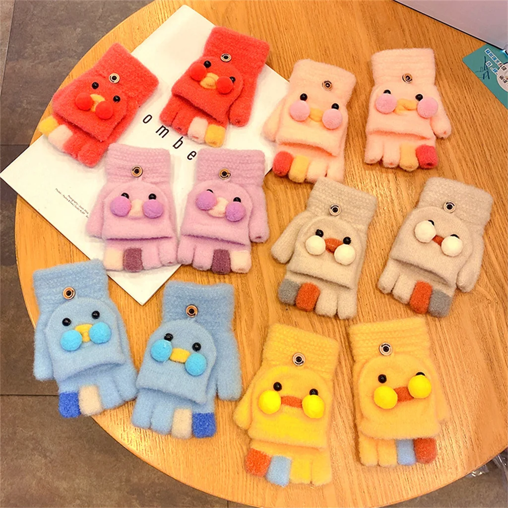 

【FS0883】2pcs/set super cute cartoon warm half-finger gloves cute knitted