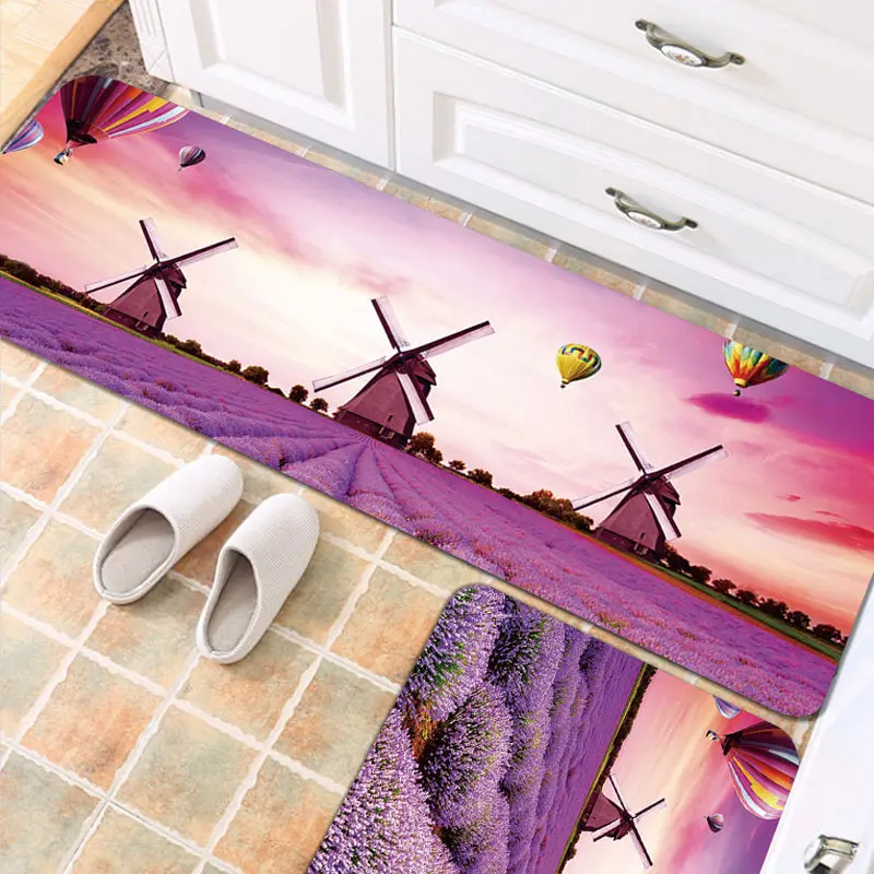 Современные цветочные коврики кухонный коврик противоскользящий ковер для - Фото №1