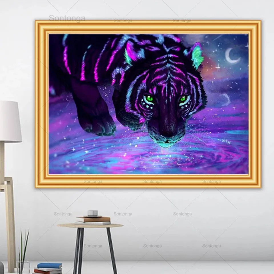 

5D Diy Diamond Painting Animal Tiger Kit Full Drill Square Embroidery Diamond Mosaic Art Picture of Rhinestones Home Decor Sale