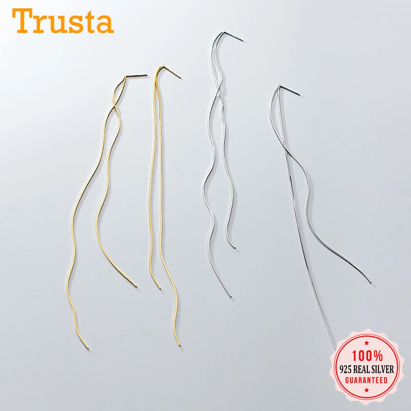 Trusta 16cm Tassel Earrings 100% 925 Sterling Silver Stud Earring Gift Wonderful Girls Lady Creative Fashion Jewelry DS1706 | Украшения и