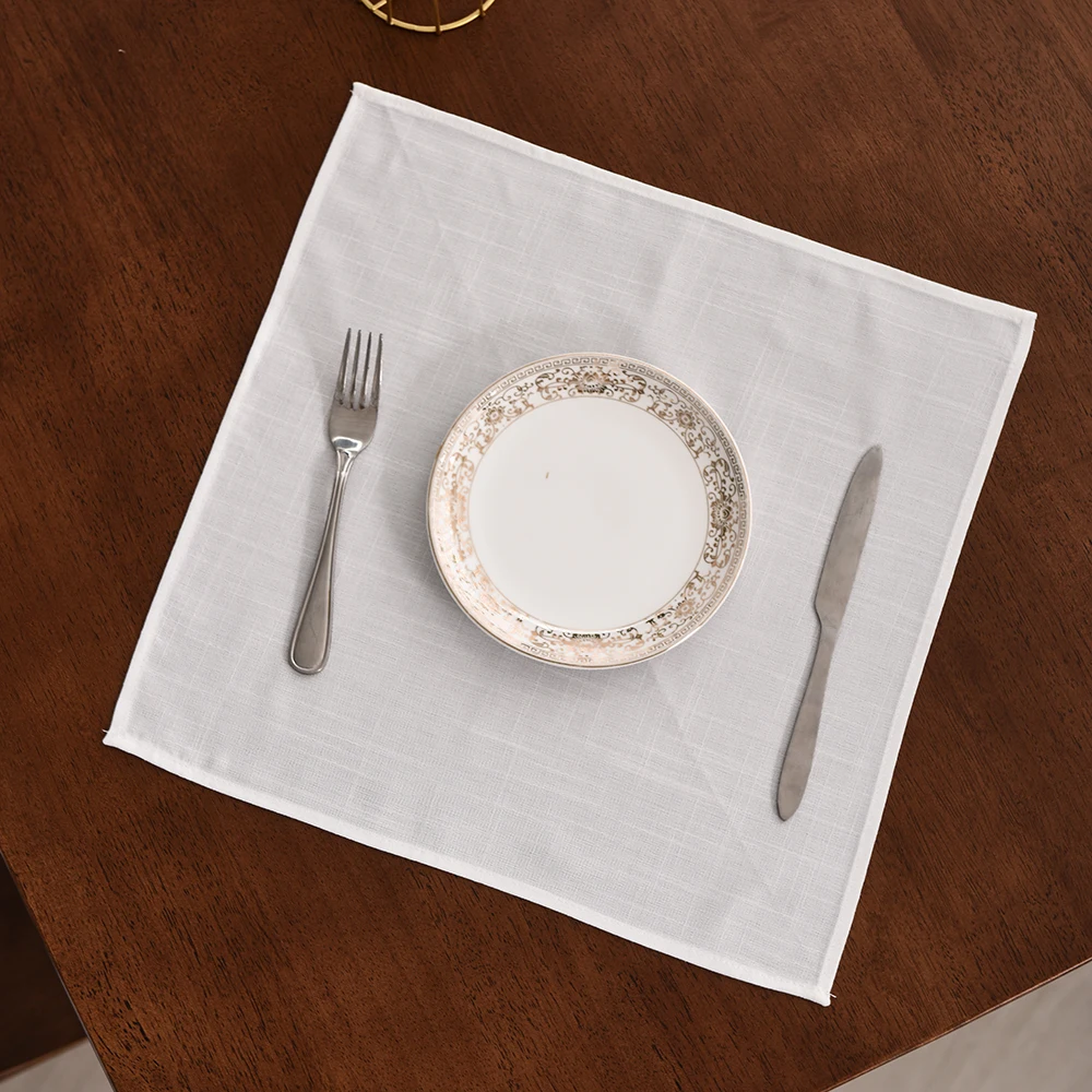 12 шт. белые салфетки из хлопка и льна | Дом сад