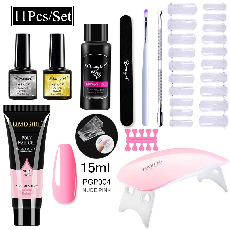 

2021 Gel Kit With 6W UV LED Lamp For Nails Quicking Build Semi Permanent Varnish Kit Soak Off Manicure Tools Extension Gel