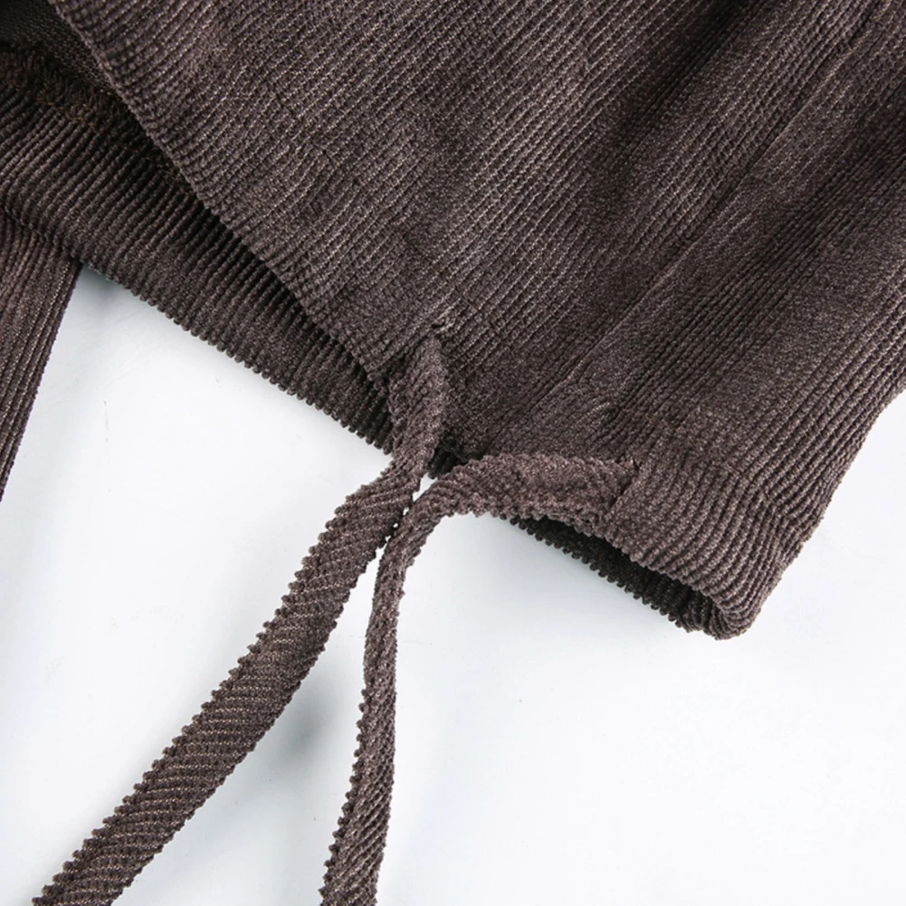 

Elastic Waistband Solid Straight Corduroy Pants Fashion Winter Pockets Trousers High Waist Cargo Pants Women Capris Pantalones