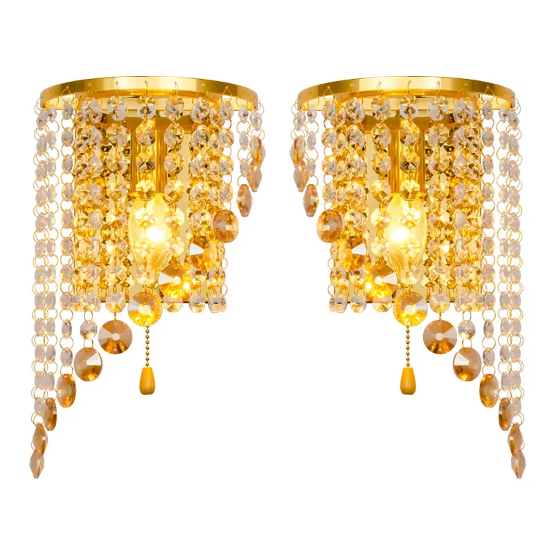 Настенная лампа золотого и хрустального цвета креативный Американский