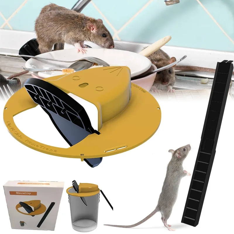 

Creative Flip N Slide Bucket Lid Mouse Trap Humane Or Lethal Trap Door Style Reusable Plastic Smart Mouse Trap Door Graden Tools