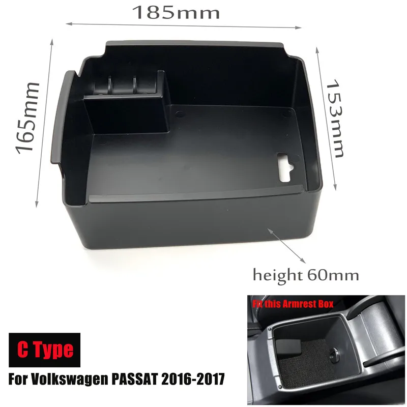 C for Passat Автомобильный подлокотник для Volkswagen Touareg Jetta Sharan Tiguan Touran Teramont Passat CC Variant Arteon Golf Sciocco MAGOTAN T-ROC - Название цвета: C for Passat