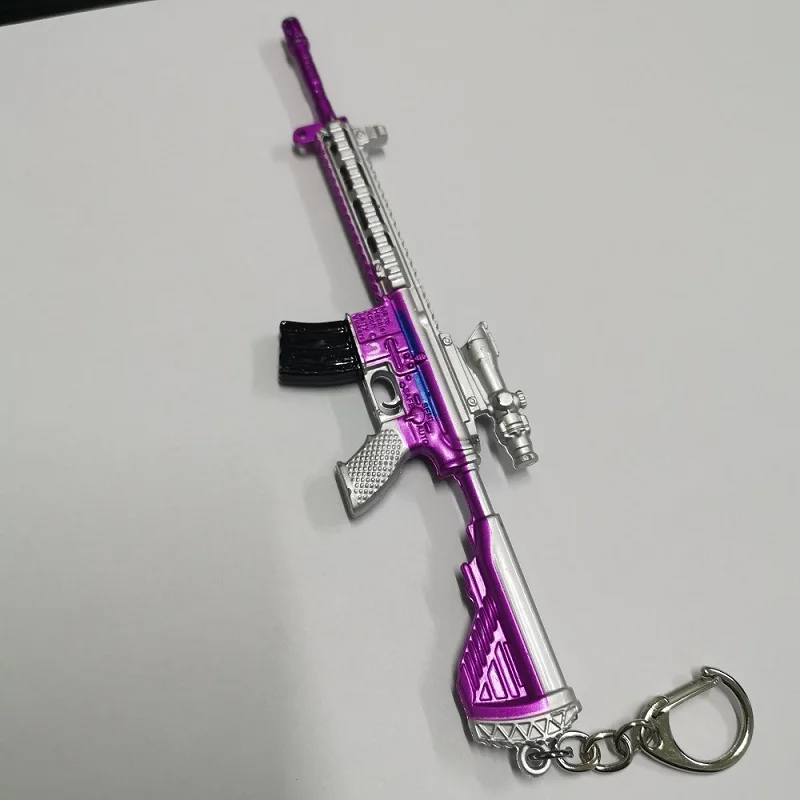 HJ6 17cm Брелок с рисунком из игры 17 см пистолет 10 моделей SCAR Battle Royale брелок Металлический брелок Chveiro llavero Porte Clef AK47 Pubg оружие - Цвет: HJ6 17cm
