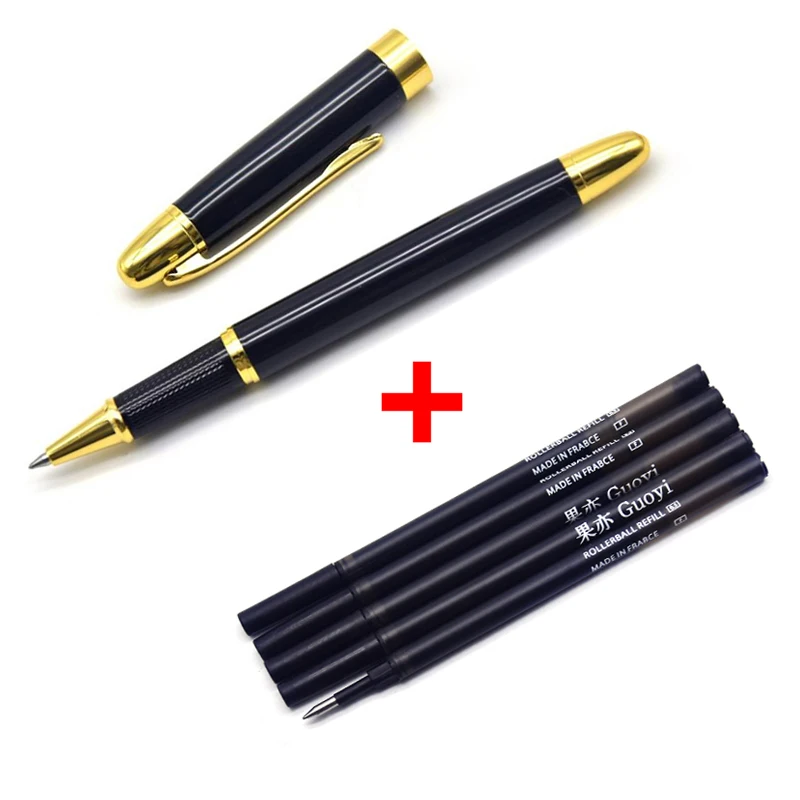 Black-5 Black refill Guoyi Z318 Ретро Роскошная металлическая гелевая ручка канцелярские принадлежности для офиса и обучения школьные канцелярские принадлежности подарок Отель Шариковая ручка для делового письма - Цвет: Black-5 Black refill